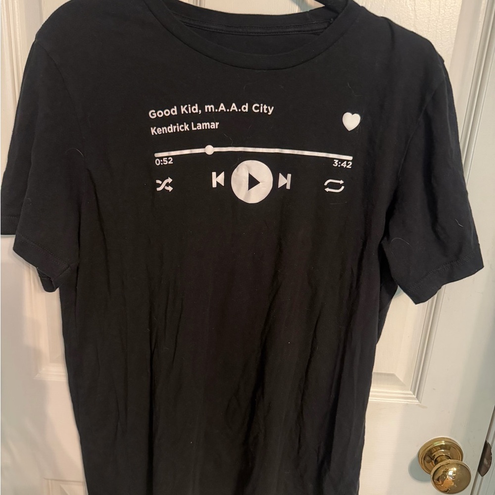 Black T-Shirt with Music Track Print of Good Kid, mAAd City by K. Lamar, Men’s L